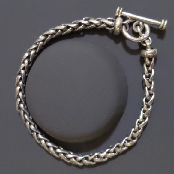 925/Sterling silver wheat chain bracelet men/women - Picture 1 of 3